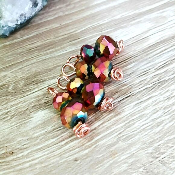 4 Piece Faceted Glass Beaded Charms for Jewelry Making 3/4" - Picture 1 of 3